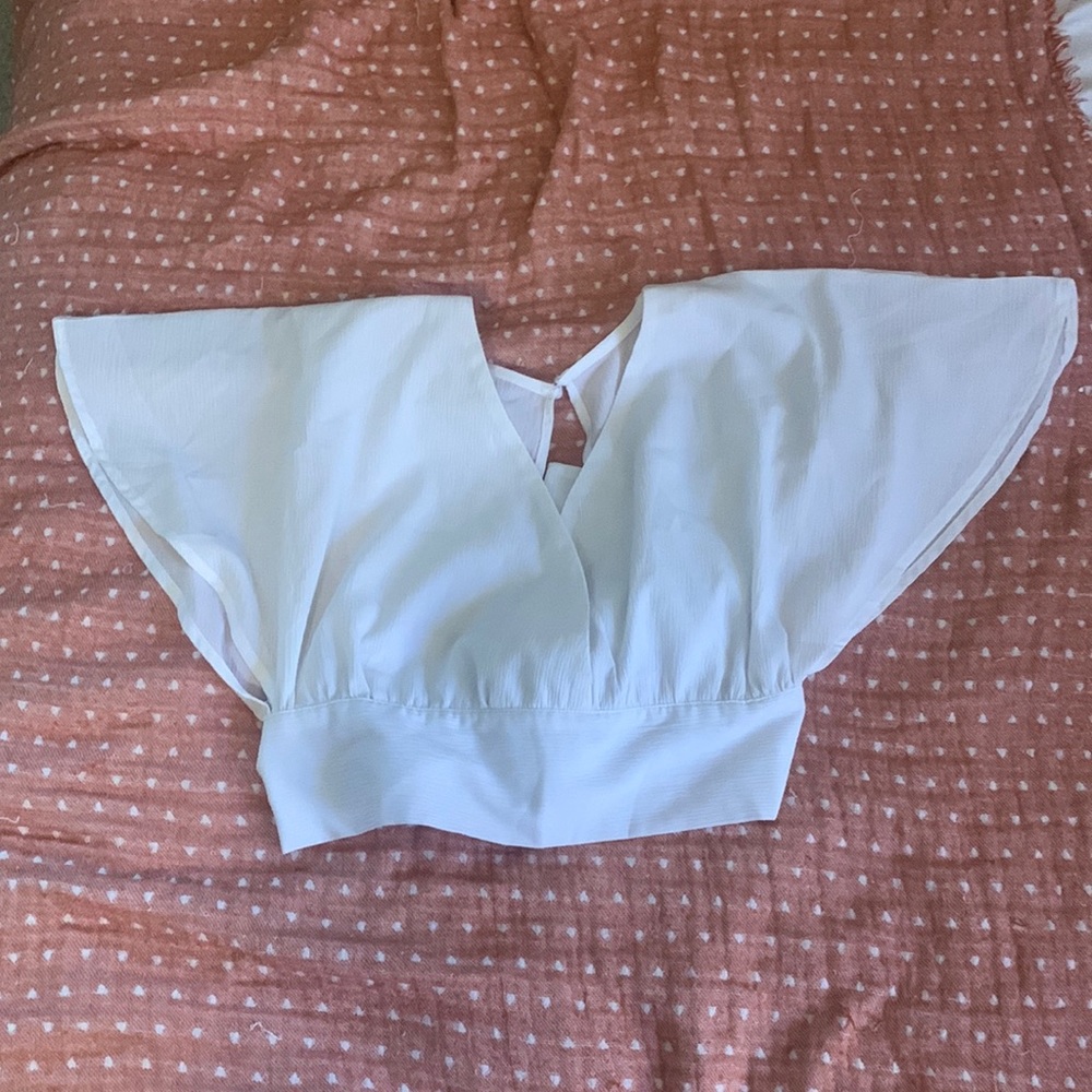 SheIn White Tie Back Blouse